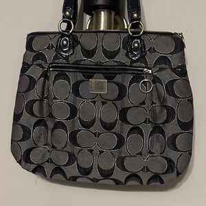Coach Black and Gray Signature Shoulder Bag